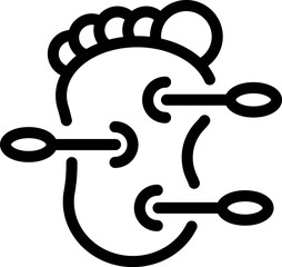 Icon depicting foot massage using wooden sticks, promoting relaxation, health and wellness
