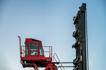 A forklift parking and blue sky background