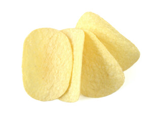 The image of the potato chips isolated on white