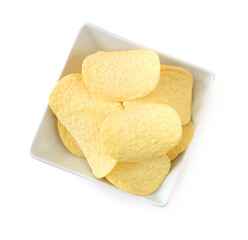 The image of the potato chips isolated on white