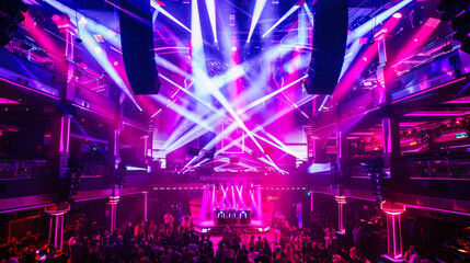 Obraz premium Spectacular Nightclub with Stunning Laser Light Show. Nightlife music