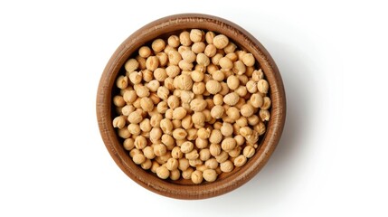 Soya chunks in a bowl isolated on a white background captured from above