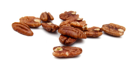 Pecans isolated on white background