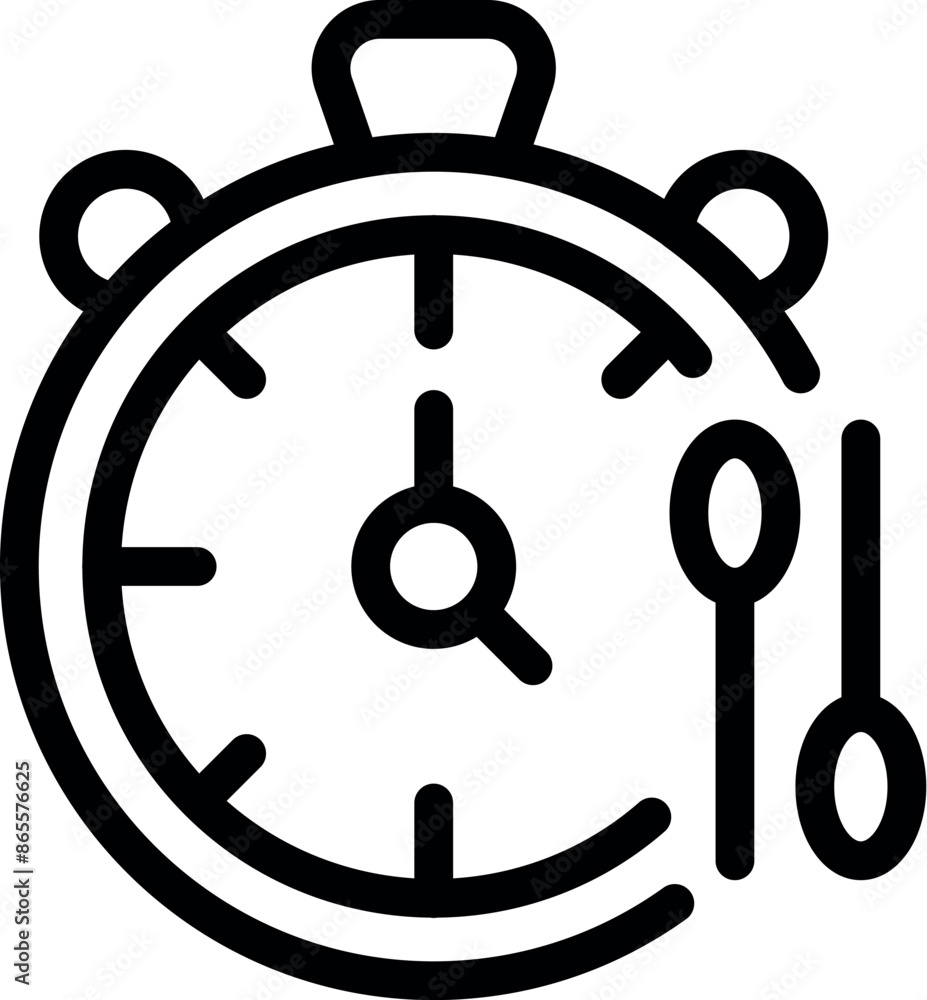 Aufkleber simple icon of a stopwatch counting down time with cutlery next to it, perfect for representing inte