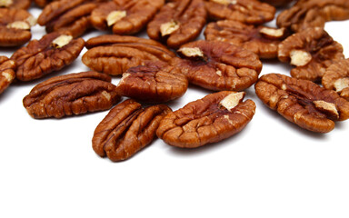 Pecans isolated on white background