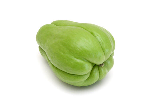 Chayote Squash And A Half On White Background