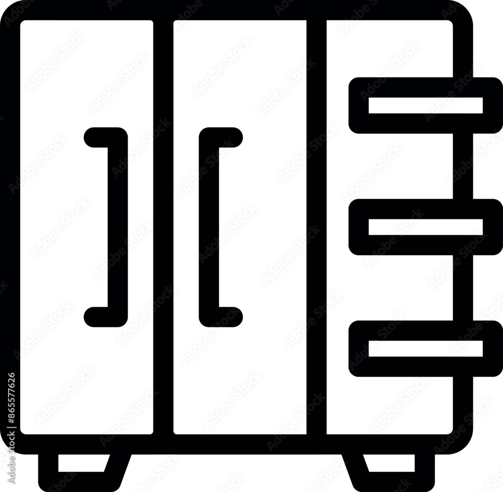 Poster simple icon of a server rack, symbolizing data storage and network infrastructure