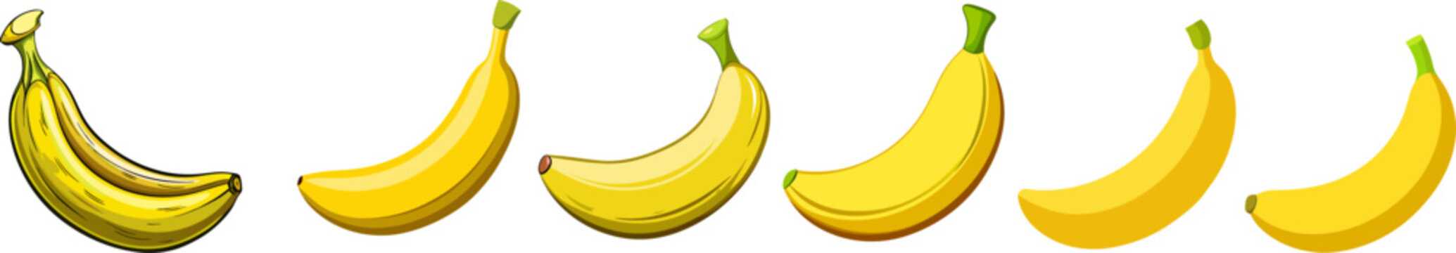 yellow bananas, green stems, white background clip art preview
