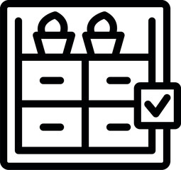 Line icon of shelves with potted plants, representing successful plant storage and organization