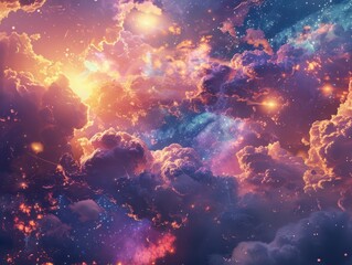 Fototapeta premium Illustrate the particle nebula where technology clouds give rise to new ideas and opportunities