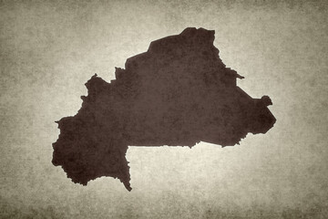 Map of Burkina Faso on a paper
