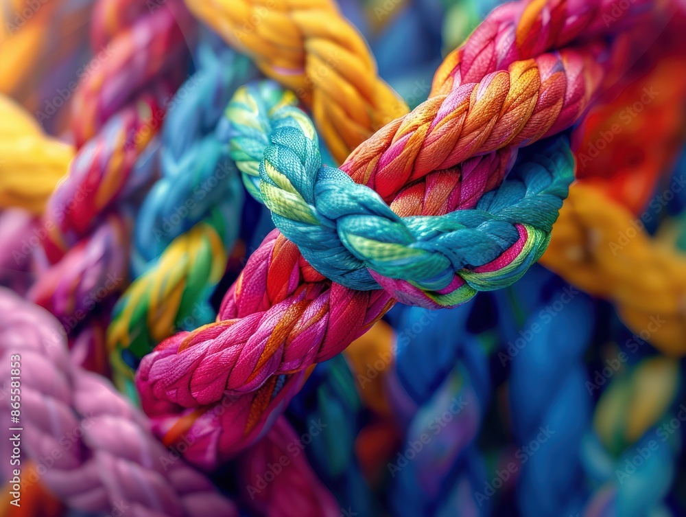 Aufkleber team rope diverse strength connect partnership together teamwork unity communicate support. strong d