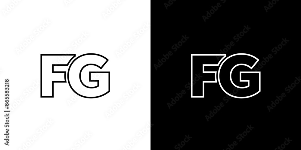 Poster letter f and g, fg logo design template. minimal monogram initial based logotype.