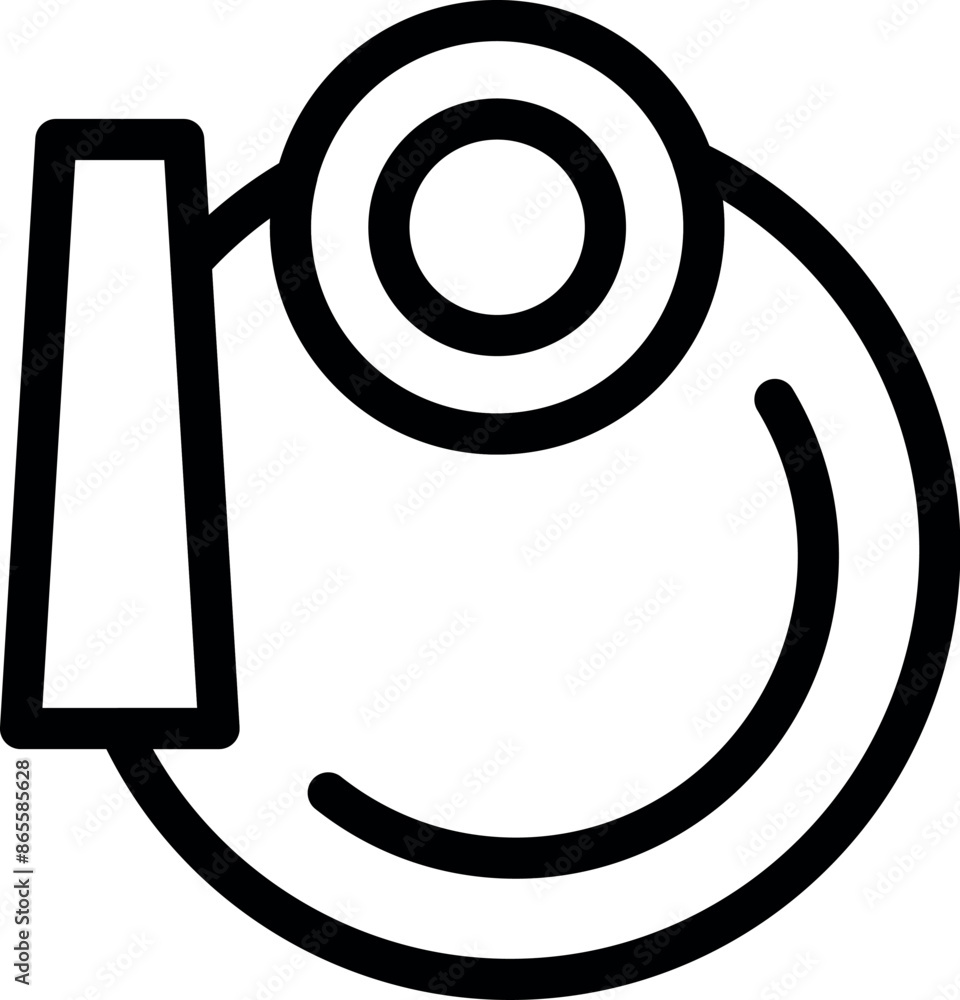 Poster simple and bold line icon representing a turbocharger, symbolizing enhanced engine power and perform