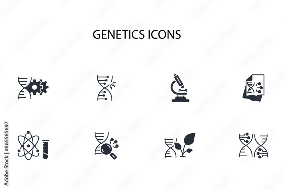 Poster genetics icon set.vector.editable stroke.linear style sign for use web design,logo.symbol illustrati