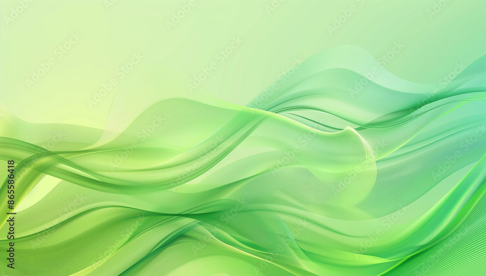 Poster abstract green background with soft lines and curves, creating an elegant and modern design for vari