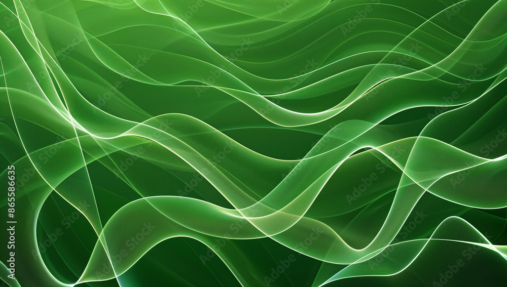 Poster abstract green background with soft lines and curves, creating an elegant and modern design for vari
