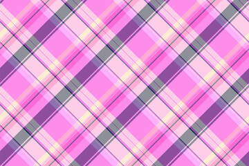 Handkerchief plaid tartan vector, delicate textile fabric background. Surface seamless pattern check texture in pink and light colors.
