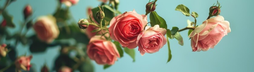 Naklejka premium vintage roses on a blue background