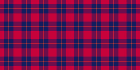 Large tartan background vector, yuletide textile check pattern. Cool texture plaid seamless fabric in red and pink colors.