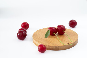 Fresh cherry on white background