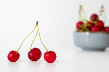Fresh cherry on white background