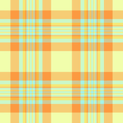 Scratch textile texture seamless, everyday vector check background. Day fabric tartan plaid pattern in light and amber colors.