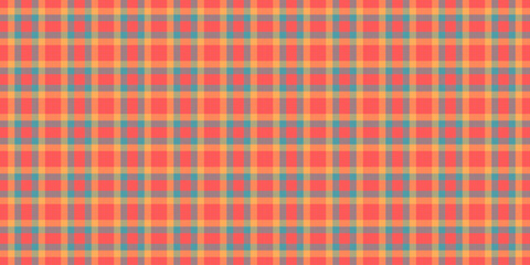 Selection check fabric seamless, short texture plaid vector. Blanket pattern tartan background textile in red and cyan colors.