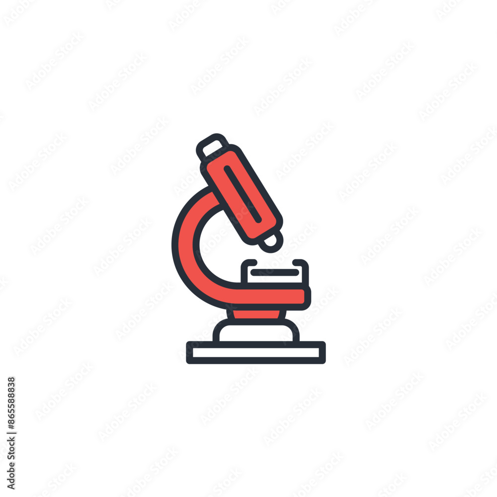 Poster microscope icon. vector.editable stroke.linear style sign for use web design,logo.symbol illustratio
