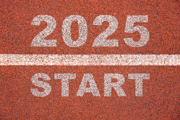 Running track with new year number 2024, 2025 new year concept.