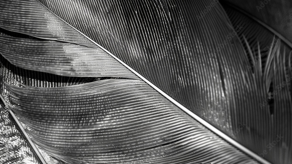 Poster the intricate patterns and lines of a feather are captured in stunning monochrome tones. black and w
