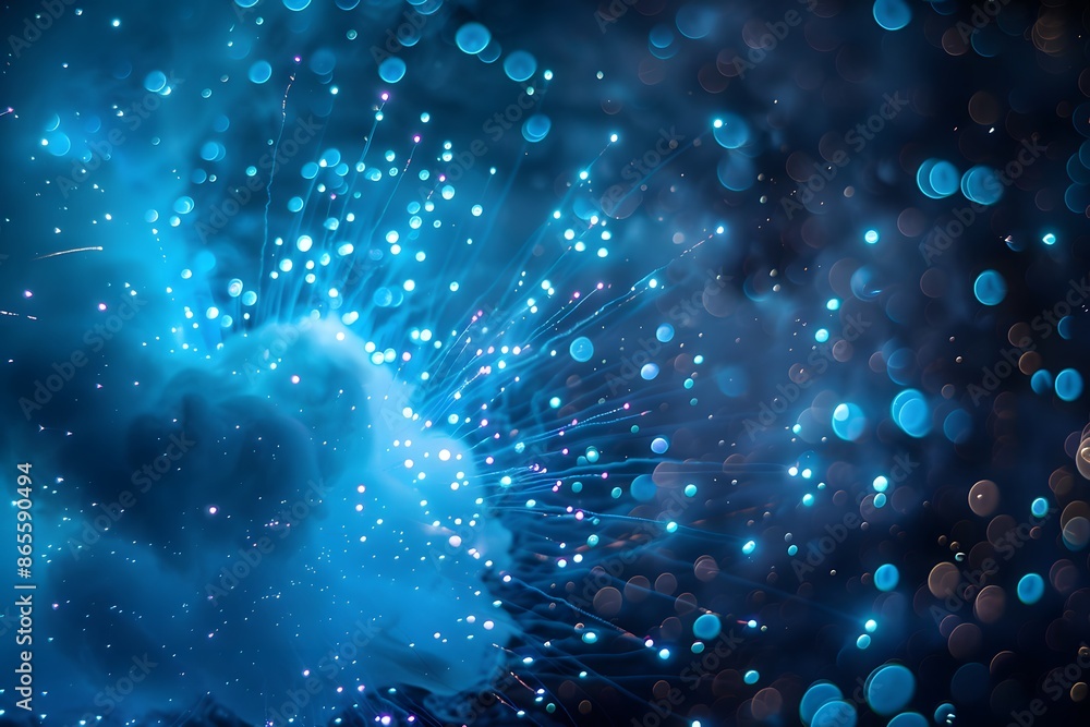 Poster mesmerizing blue light burst with bokeh effect