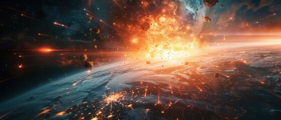 Fototapeta premium Vivid cosmic disaster scene