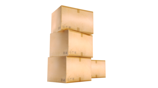 cardboard boxes isolated on a transparent background