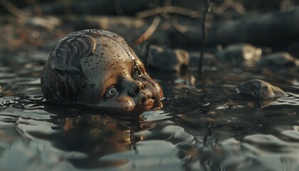 Image of a doll drowning in water