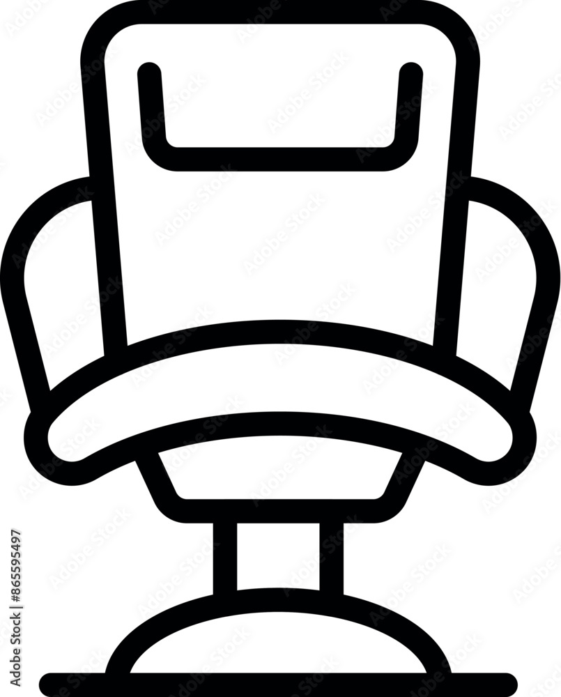 Wall mural Simple black line icon of a modern office chair with armrests and adjustable height, isolated on white - Wall murals