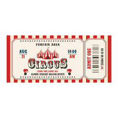 Retro circus ticket template. Admit one. Vector illustration © DisignUA