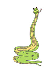 humorous character with a long neck snake doodle