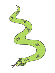 wild animal crawling snake green doodle character