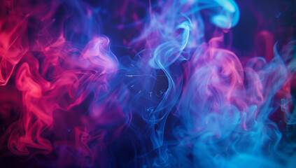 Obraz premium Abstract background with colourful smoke and a clock in the middle, a dark blue colour scheme, soft lighting, flowing shapes, high resolution, no text or logo.