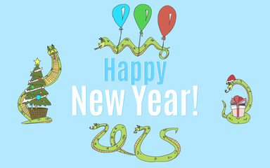 Chinese New Year poster of snakes with colorful