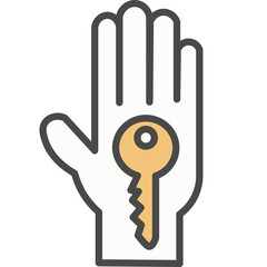 Hand with key from house vector icon
