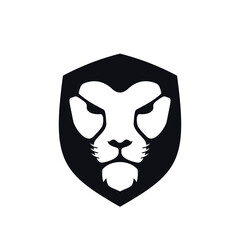 lion shield logo design vector icon template