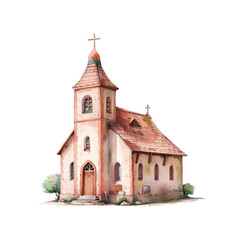 old church vector illustration in watercolor style