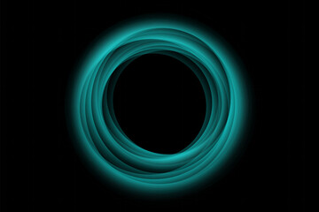 Neon swirl. Curved blue line light effect. Blue portal or energy tunnel. Glowing swirling background. Shining magic portal. Vector abstract