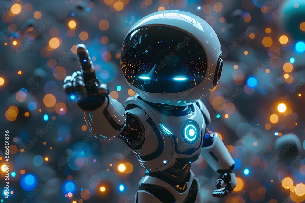 Aufkleber futuristic robot with glowing lights in a sci-fi setting