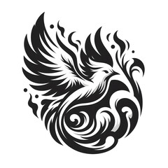 Bird on fire monotone logo