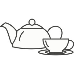 Tea set with teapot and cup on saucer vector icon