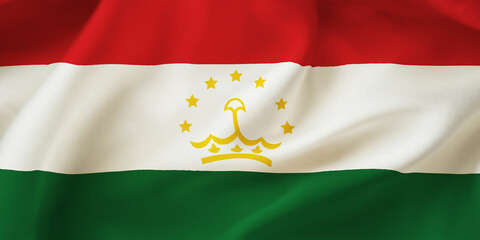 Tajikistan waving flag background.3D illustration of Tajikistani flag