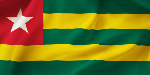 Togo waving flag background.3D illustration of Togo flag